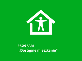 Domek z ludzikiem na zielonym tle-program dostępne mieszkanie